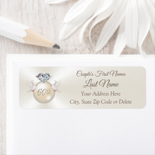 60e Diamond Jubileum retour adreslabels Etiket (Insitu)