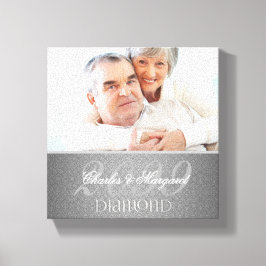 60e Diamond Jubileum Silver Damask 8x8 Foto Canvas Afdruk