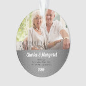 60e Diamond Jubileum Silver Damask Foto Ornament (voorkant)