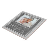 60e Diamond Jubileum Silver Damask Foto Tegeltje (Zijkant)