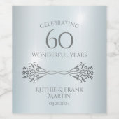 60e Diamond Jubileum Stijlvol gepersonaliseerd cad Wijn Etiket (Enkel label)