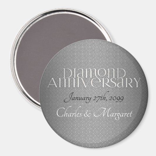 60e Diamond Wedding Annivsersary Magneet (Voorkant / Achterkant)