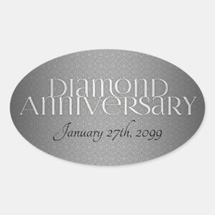 60e Diamond Wedding Annivsersary Ovale Sticker