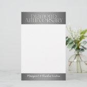 60e Diamond Wedding Annivsersary Silver Briefpapier (Staand voorkant)