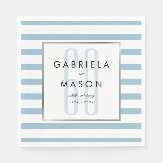 60e Diamond Wedding Jubileum Classic Stripe Servet (Voorkant)