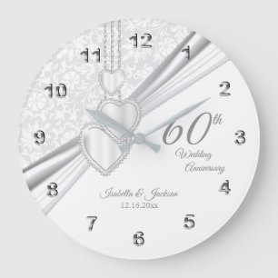 60e Diamond Wedding Jubileum Design on White Grote Klok