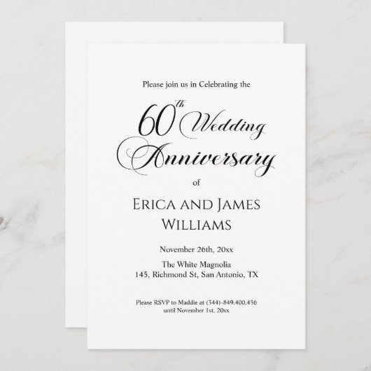 60e Diamond Wedding Jubileum Elegant Script Kaart (Voorkant / Achterkant)