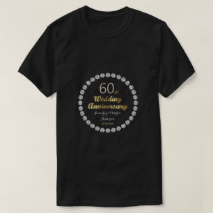 60e Diamond Wedding Jubileum Gold Typografie T-shirt