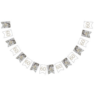 60e Diamond Wedding Jubileum Gold Typografie Vlaggetjes