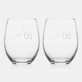 60e Diamond-Wedding Jubileum Handtekening Script Wijnglas Zonder Voet (Achterkant)