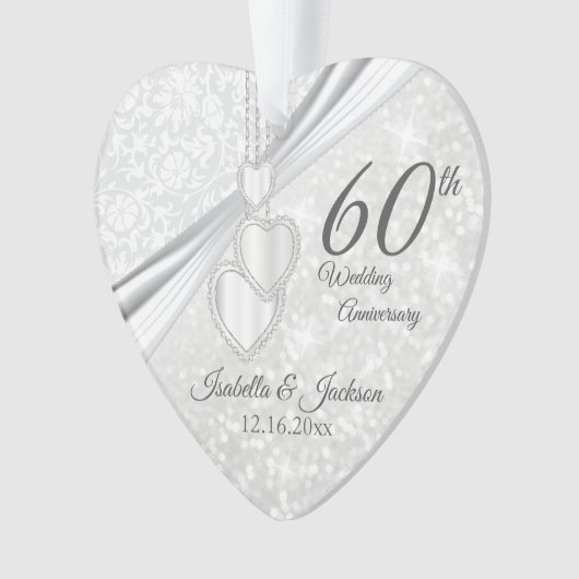 60e Diamond Wedding Jubileum Keepasje Ornament (voorkant)