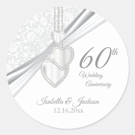 60e Diamond Wedding Jubileum Ronde Sticker (Voorkant)