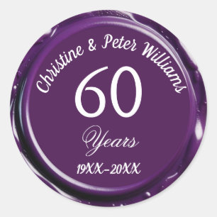 60e Diamond Wedding Mauve Paarse Wax Seal Sticker