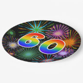 60e Evenement - Leuk, Kleurrijk, Vet, Regenboog 60 Papieren Bordje (Gekanteld)