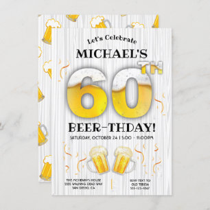 60e fête d'anniversaire de la bière Invitation de 