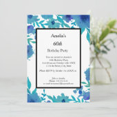 60e fleurs bleues Invitation fête d'anniversaire (Debout devant)