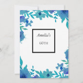 60e fleurs bleues Invitation fête d'anniversaire (Dos)