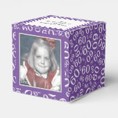 60e foto aandenken - Paarse / witte nummerpatroon Bedankdoosjes (Achterkant)