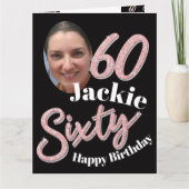 60e geboortedag 60e foto, roos roze kaart (Voorkant)