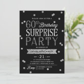 60e Glitter Confetti Surprise Party Invitation Kaart (Staand voorkant)