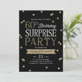 60e Glitter Confetti Surprise Party Invitation Kaart (Staand voorkant)