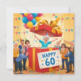 60e Grappige Oma in Giant Gift Box verjaardagskaar Kaart