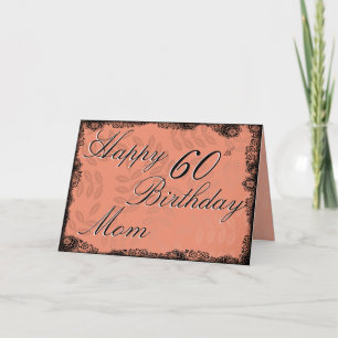 60e Happy Birthday Kaart - Perzik Bloemen