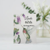 60e Hummingbird Garden Bonne carte postale d'anniv (Debout devant)