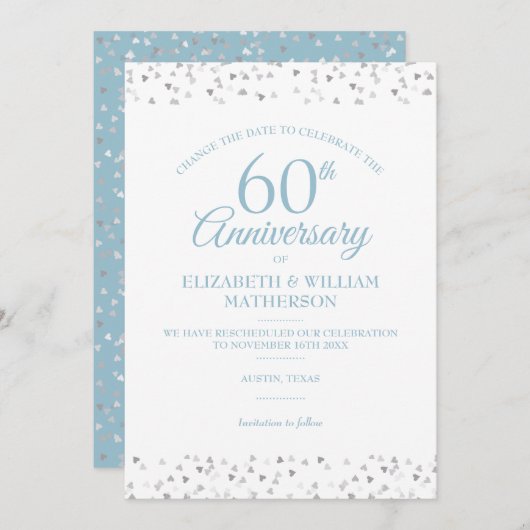 60e huwelijksjubileum Datum wijzigen Confetti Kaart (Voorkant / Achterkant)