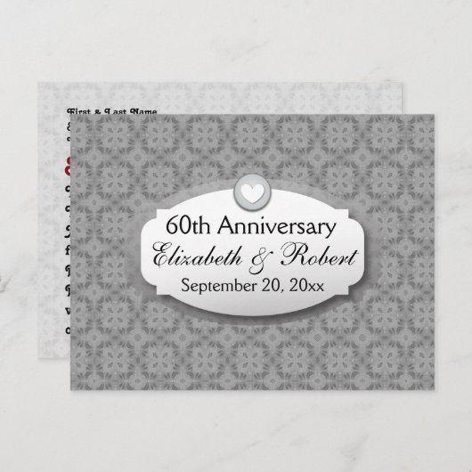 60e huwelijksjubileum diamanten jubileum Z01 Aankondigingskaart (Voorkant / Achterkant)