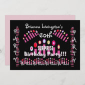 60e Invitation à la fête d'anniversaire SURPRISE (Devant / Derrière)