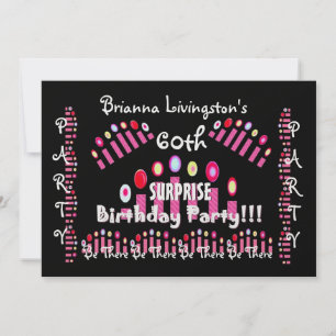 60e Invitation à la fête d'anniversaire SURPRISE