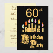 60e Invitation à la fête d'anniversaire SURPRISE - (Devant / Derrière)