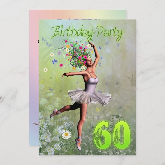 60e invitation de fête d'anniversaire (Devant / Derrière)