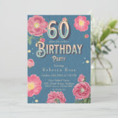 60e Invitation Florale Anniversaire, Roses Vintage (Debout devant)