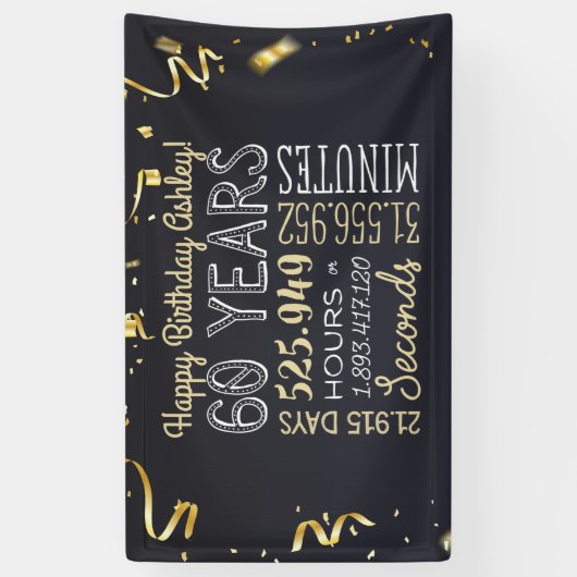 60e jaarbanner - 60 jaar in uren en seconden spandoek (Verticaal)