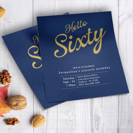 60e jaarlijkse uitnodiging voor het 60e blauwe gou flyer