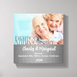 60e Jubileum 8x8 Persoonlijke foto Canvas Afdruk