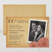 60e Jubileum  Daisy Foto-uitnodigingen Kaart (Voorkant / Achterkant)