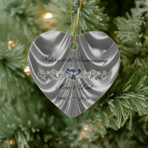 60e Jubileum Diamond Heart Foto van het bruiloft Keramisch Ornament