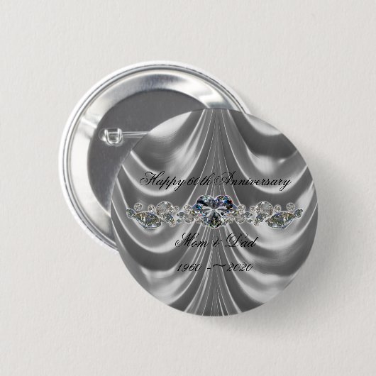 60e Jubileum Diamond Heart Ronde Button 5,7 Cm (Voorkant /achterkant)