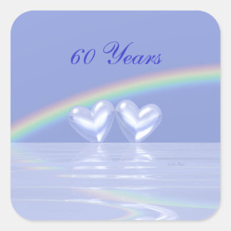 60e Jubileum Diamond Hearts Vierkante Sticker