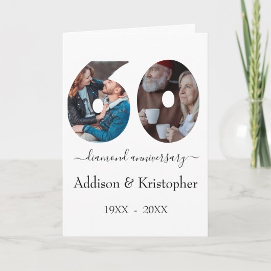 60e Jubileum Diamond Love Photo Template Kaart (Voorkant)