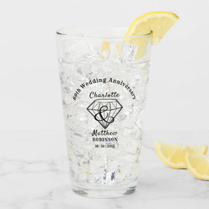 60e Jubileum Diamond Wedding Gift Personalized Glas