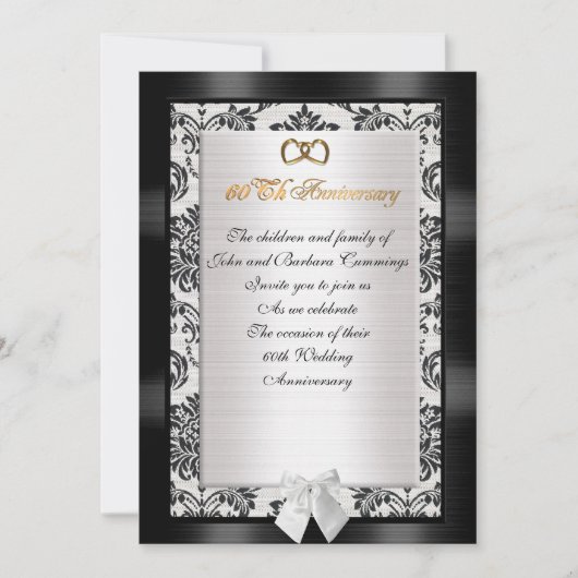 60e Jubileum feestuitnodiging officiële Damask Kaart (Voorkant)