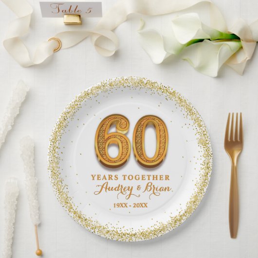 60e Jubileum gepersonaliseerd Papieren Bordje (Huwelijk)