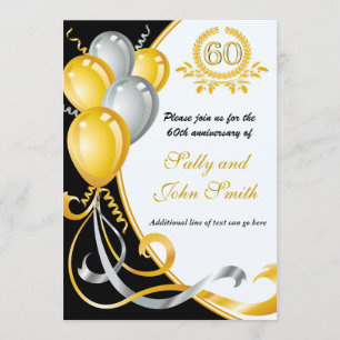 60e Jubileum Gold & Silver Birthday Invitation Kaart