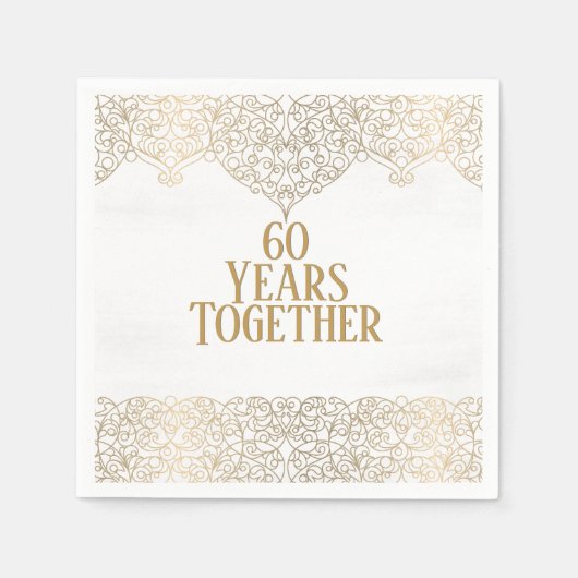 60e Jubileum gouden kant op wit Servet (Voorkant)
