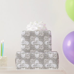 60e Jubileum met glitter-diamant Cadeaupapier