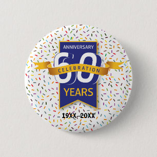 60e JUBILEUM ontwerp Ronde Button 5,7 Cm